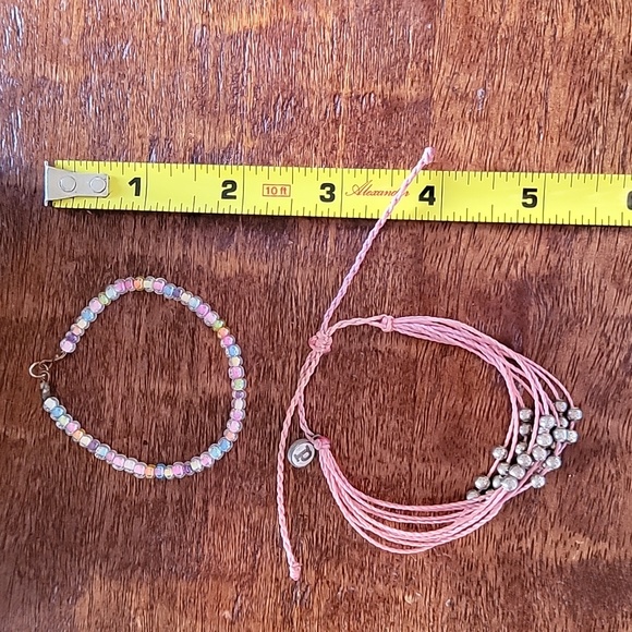 PURA VIDA Silver Tone Ball Signature Cord and Multi Color Beaded Bracelet Lot - Picture 2 of 2
